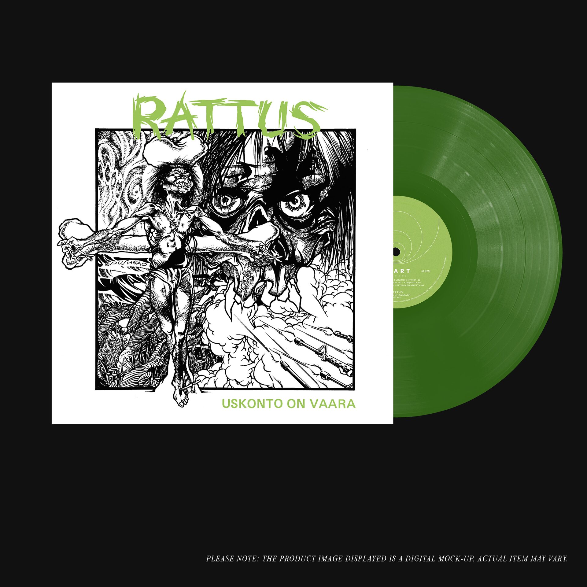 Rattus – Uskonto on vaara LP (Transparent Lime Green vinyl)